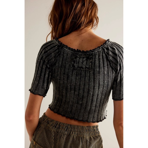 FREE PEOPLE We the Free Meant to Be Tee in Black, Size L - NWT ($58 Retail) - Picture 3 of 5
